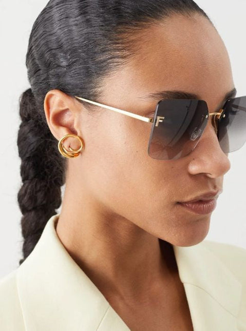 FIRST CRYSTAL SQUARE FRAME SUNGLASSES FE4082US IN METAL