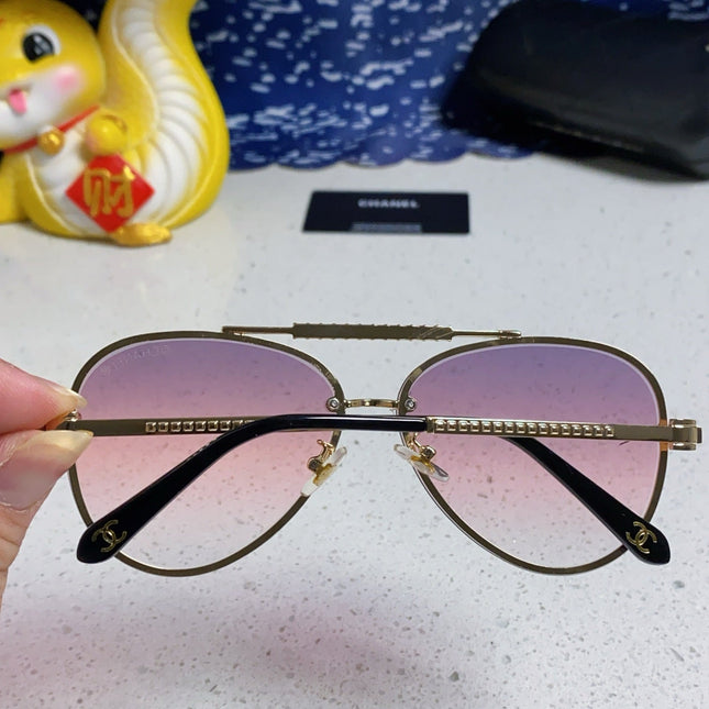 CAT EYE SUNGLASSES 641934 IN GOLD METAL PINK SMOKE LENSES