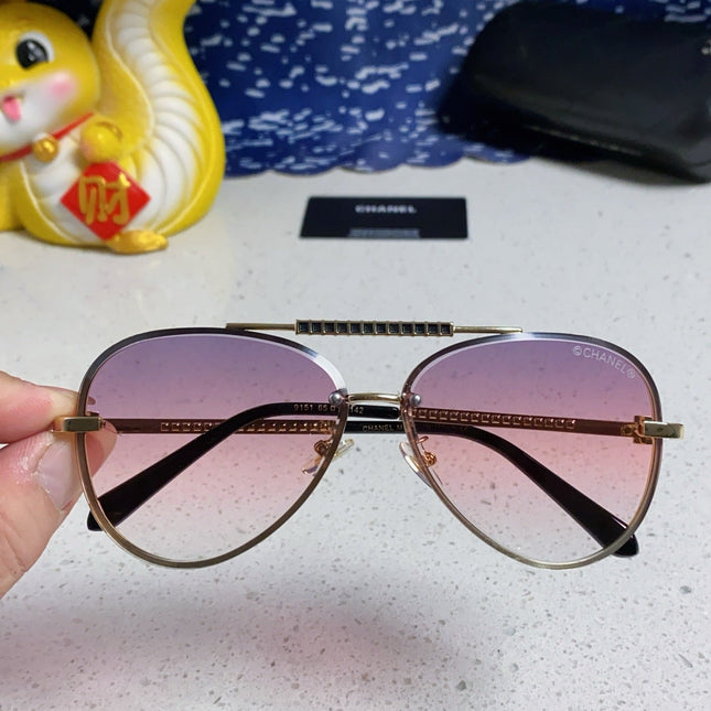 CAT EYE SUNGLASSES 641934 IN GOLD METAL PINK SMOKE LENSES