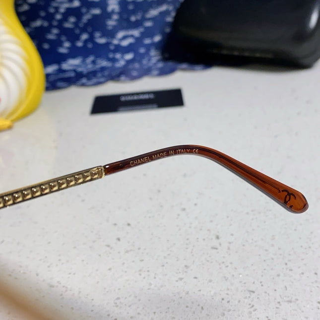 CAT EYE SUNGLASSES 641935 IN GOLD METAL BROWN SMOKE LENSES