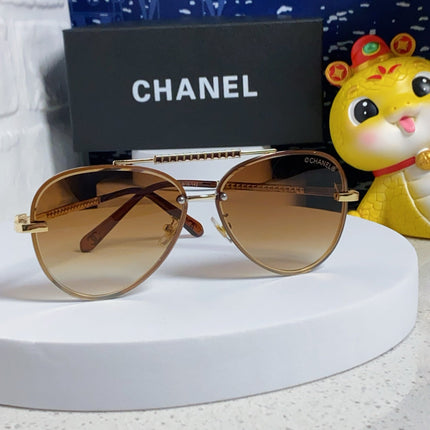 CAT EYE SUNGLASSES 641935 IN GOLD METAL BROWN SMOKE LENSES