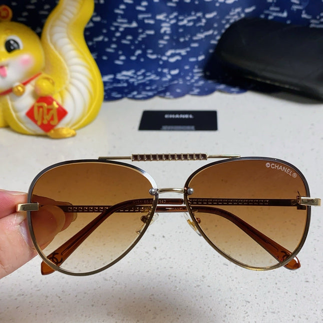 CAT EYE SUNGLASSES 641935 IN GOLD METAL BROWN SMOKE LENSES