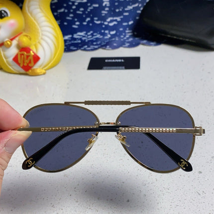 CAT EYE SUNGLASSES 641936 IN GOLD METAL BLACK LENSES