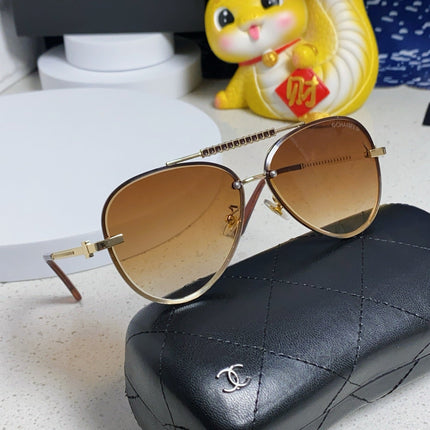 CAT EYE SUNGLASSES 641935 IN GOLD METAL BROWN SMOKE LENSES