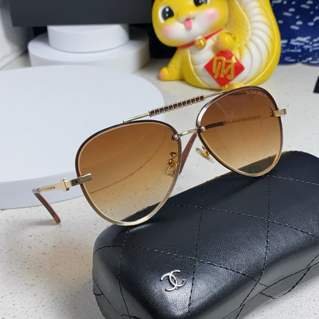 CAT EYE SUNGLASSES 641935 IN GOLD METAL BROWN SMOKE LENSES