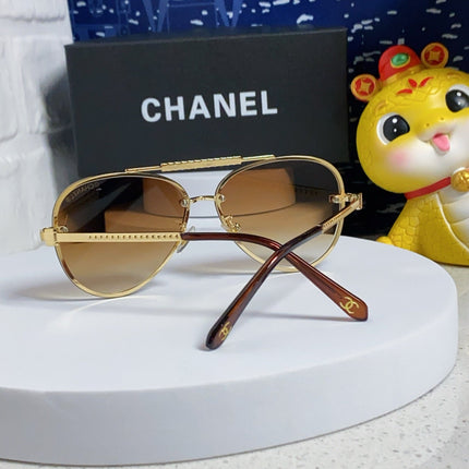 CAT EYE SUNGLASSES 641935 IN GOLD METAL BROWN SMOKE LENSES