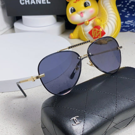 CAT EYE SUNGLASSES 641936 IN GOLD METAL BLACK LENSES