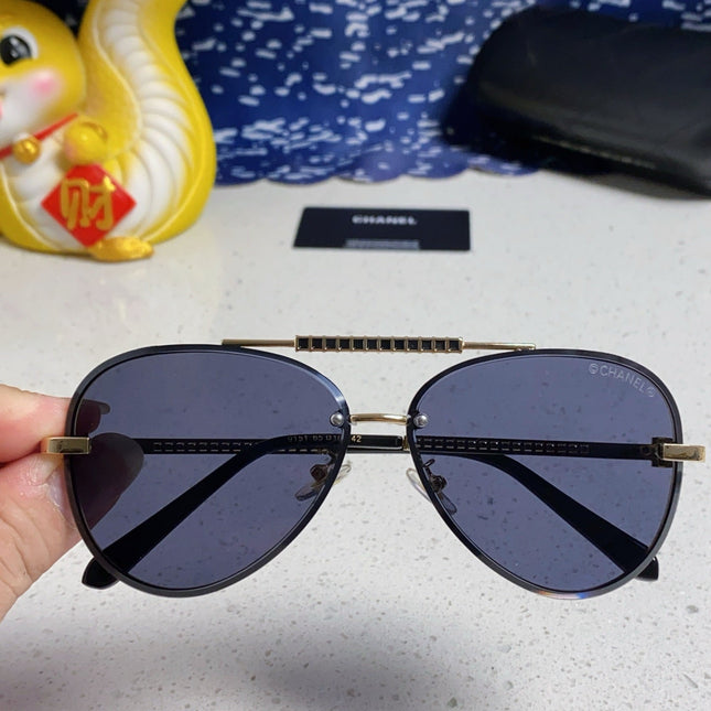 CAT EYE SUNGLASSES 641936 IN GOLD METAL BLACK LENSES