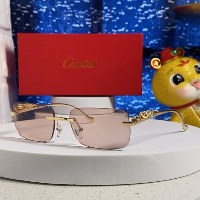 PANTHÈRE RIMLESS RECTANGULAR FRAME SUNGLASSES 531822 IN METAL