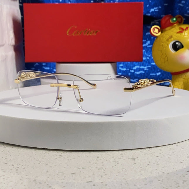 PANTHÈRE RIMLESS RECTANGULAR FRAME SUNGLASSES 531822 IN METAL