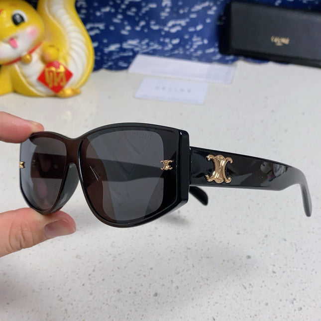 TRIOMPHE SUNGLASS 533220 IN BLACK ACETATE GOLD LOGO