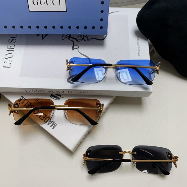 BUTTERFLY EMBELLISHED RIMLESS RECTANGULAR FRAME SUNGLASSES 570245 IN METAL