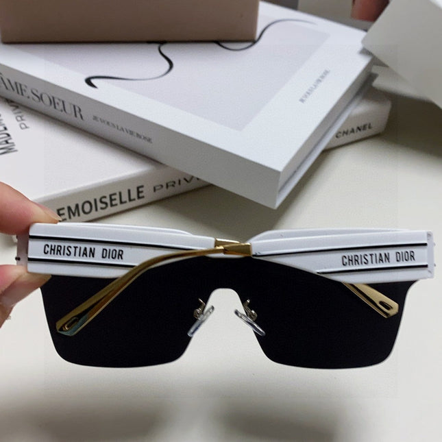 OBLIQUE SUNGLASS 571600 IN WHITE METAL BLACK MIRROR LENSES