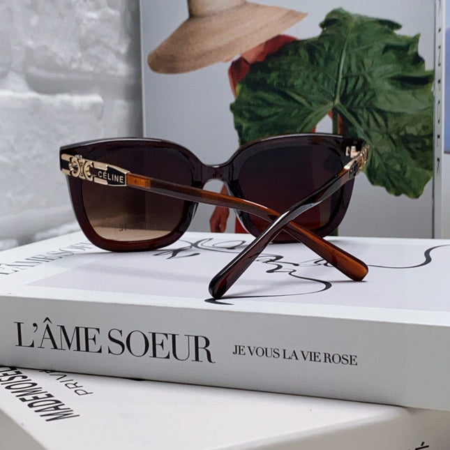 TRIOMPHE SUNGLASSES 573248 IN BROWN ACETATE METAL LOGO