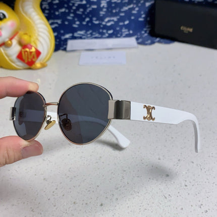 TRIOMPHE SUNGLASS 538530 IN WHITE ACETATE BLACK LENSES