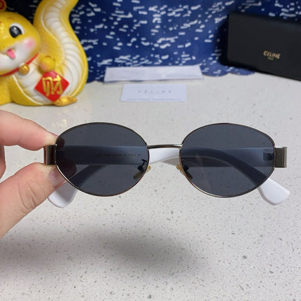 TRIOMPHE SUNGLASS 538530 IN WHITE ACETATE BLACK LENSES