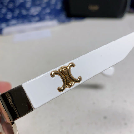 TRIOMPHE SUNGLASS 538530 IN WHITE ACETATE BLACK LENSES