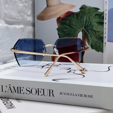 PANTHÈRE RIMLESS GEOMETRIC FRAME SUNGLASSES  539743 IN METAL