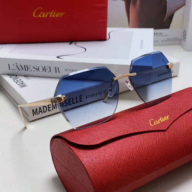 PANTHÈRE RIMLESS GEOMETRIC FRAME SUNGLASSES  539743 IN METAL