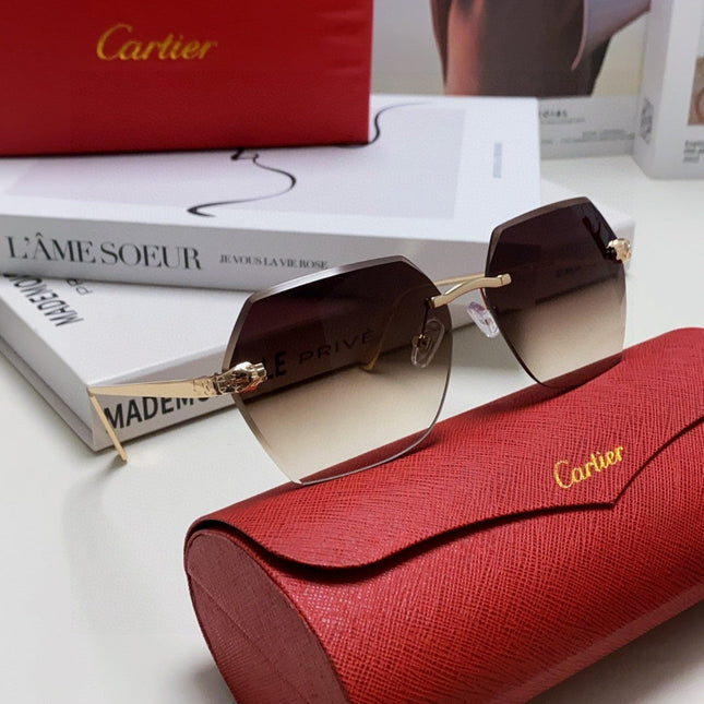 PANTHÈRE RIMLESS GEOMETRIC FRAME SUNGLASSES  539743 IN METAL