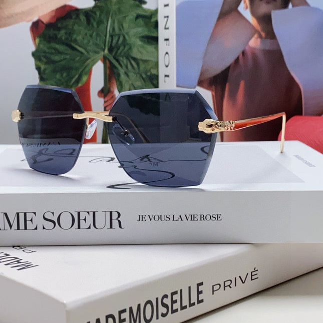 PANTHÈRE RIMLESS GEOMETRIC FRAME SUNGLASSES  539743 IN METAL