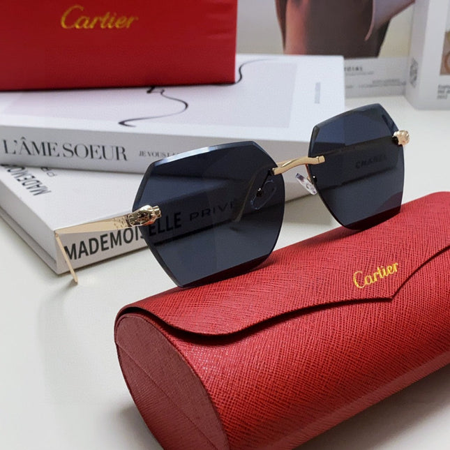 PANTHÈRE RIMLESS GEOMETRIC FRAME SUNGLASSES  539743 IN METAL