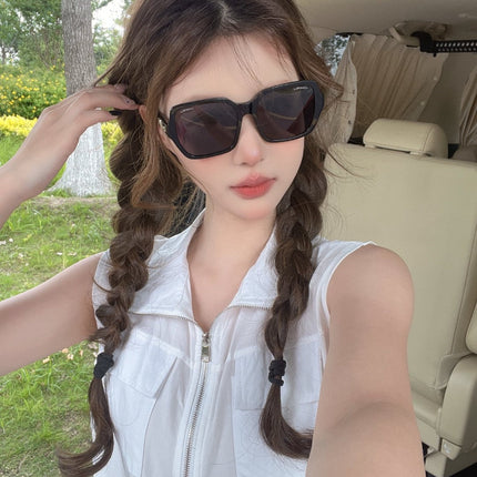 SQUARE SUNGLASSES 638932 IN BLACK ACETATE