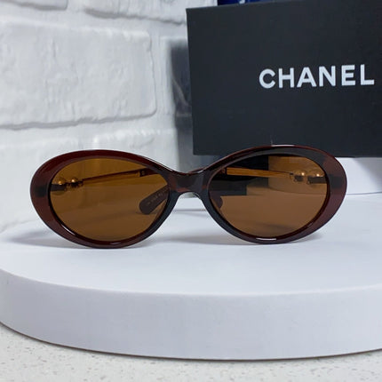 OVAL SUNGLASSES 640342 IN BROWN CLEAR ACETATE METAL FRAME