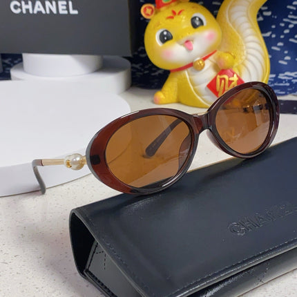 OVAL SUNGLASSES 640342 IN BROWN CLEAR ACETATE METAL FRAME