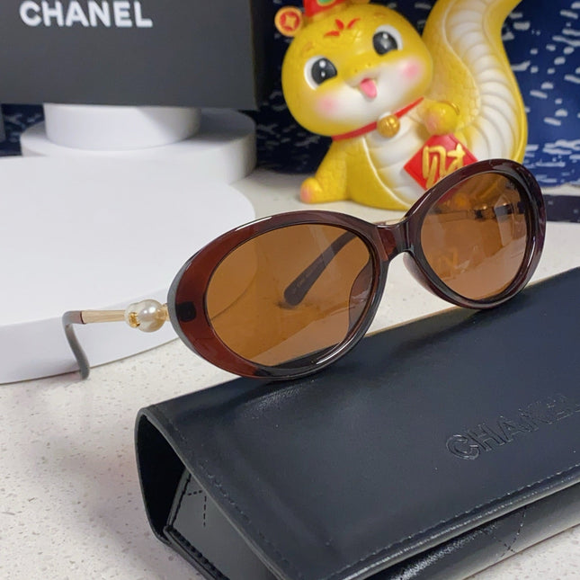 OVAL SUNGLASSES 640342 IN BROWN CLEAR ACETATE METAL FRAME