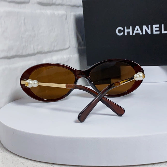 OVAL SUNGLASSES 640342 IN BROWN CLEAR ACETATE METAL FRAME