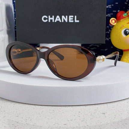 OVAL SUNGLASSES 640342 IN BROWN CLEAR ACETATE METAL FRAME