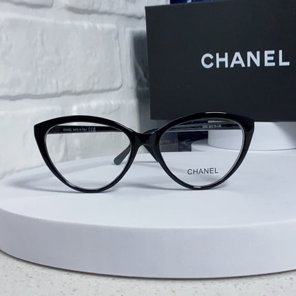 CAT EYE SUNGLASSES CH3393 IN BLACK ACETATE CLEAR LENSES