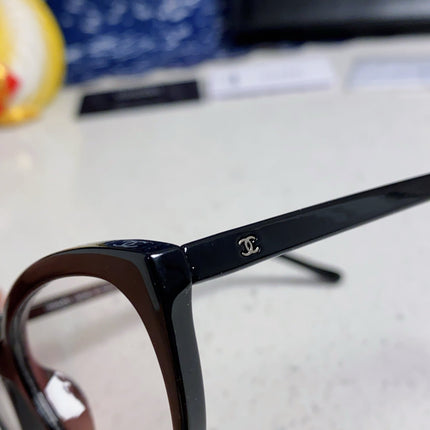 CAT EYE SUNGLASSES CH3393 IN BLACK ACETATE CLEAR LENSES