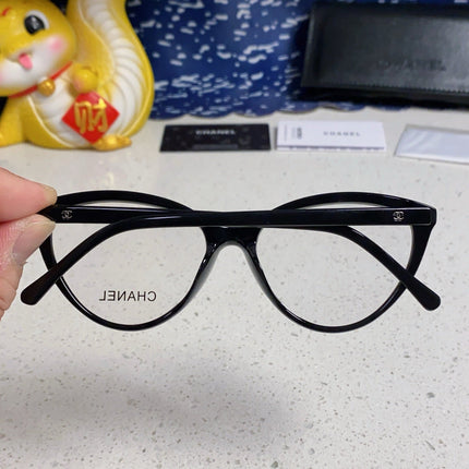 CAT EYE SUNGLASSES CH3393 IN BLACK ACETATE CLEAR LENSES