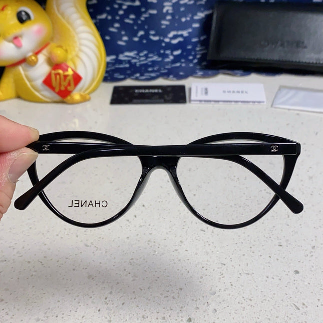 CAT EYE SUNGLASSES CH3393 IN BLACK ACETATE CLEAR LENSES