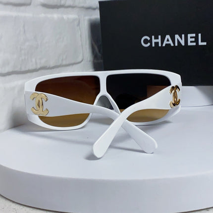 SQUARE SUNGLASSES CH5495 IN WHITE ACETATE BROWN LENSES
