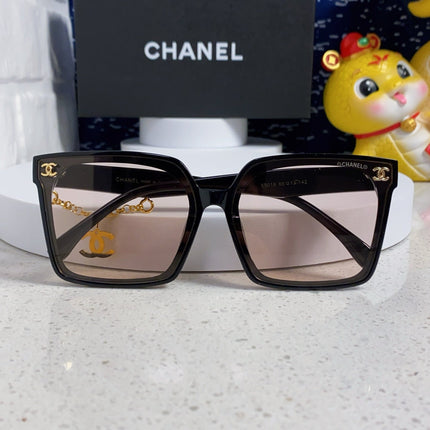 SQUARE SUNGLASSES 641807 IN BLACK ACETATE LIGHT BROWN LENSES