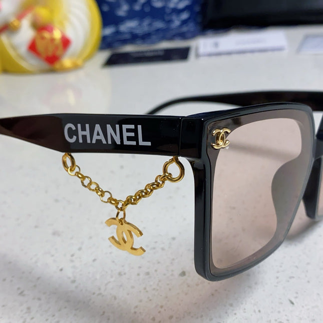 SQUARE SUNGLASSES 641807 IN BLACK ACETATE LIGHT BROWN LENSES