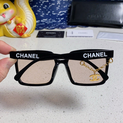 SQUARE SUNGLASSES 641807 IN BLACK ACETATE LIGHT BROWN LENSES