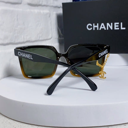 SQUARE SUNGLASSES 641808 IN BLACK OMBRE ORANGE ACETATE GOLD CHAIN