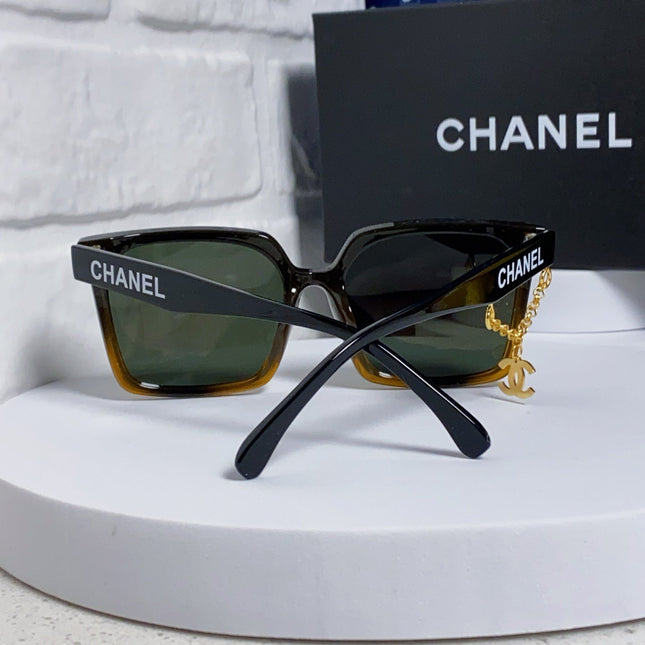 SQUARE SUNGLASSES 641808 IN BLACK OMBRE ORANGE ACETATE GOLD CHAIN