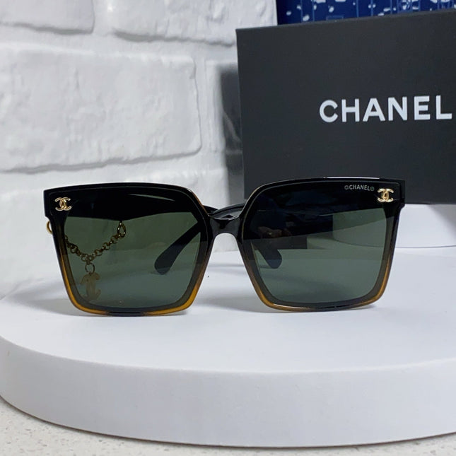 SQUARE SUNGLASSES 641808 IN BLACK OMBRE ORANGE ACETATE GOLD CHAIN