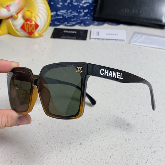 SQUARE SUNGLASSES 641808 IN BLACK OMBRE ORANGE ACETATE GOLD CHAIN