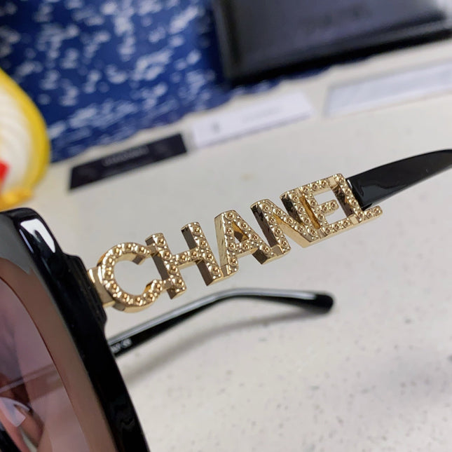 BUTTERFLY SUNGLASSES 641816 IN BLACK ACETATE GOLD METAL LOGO