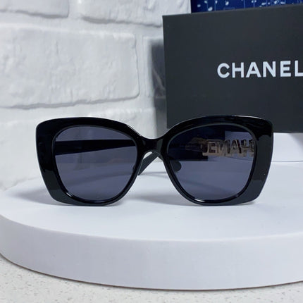 BUTTERFLY SUNGLASSES 641816 IN BLACK ACETATE GOLD METAL LOGO