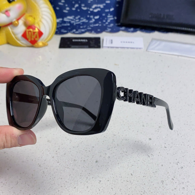 BUTTERFLY SUNGLASSES 641817 IN ACETATE BLACK METAL LOGO