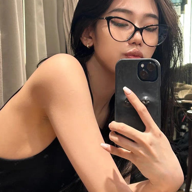 CAT EYE SUNGLASSES CH3393 IN BLACK ACETATE CLEAR LENSES