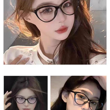 CAT EYE SUNGLASSES CH3393 IN BLACK ACETATE CLEAR LENSES