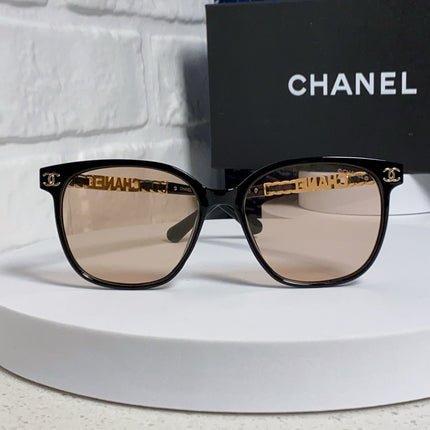 SQUARE SUNGLASSES 632028 IN BLACK ACETATE LIGHT BROWN LENSES